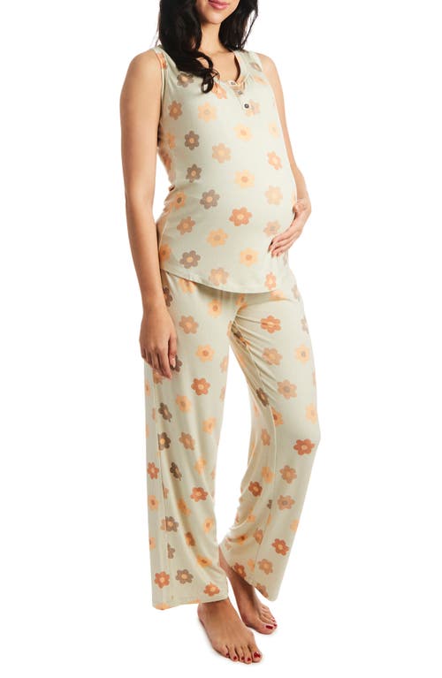 Joy Tank & Pants Maternity/Nursing Pajamas in Daisies