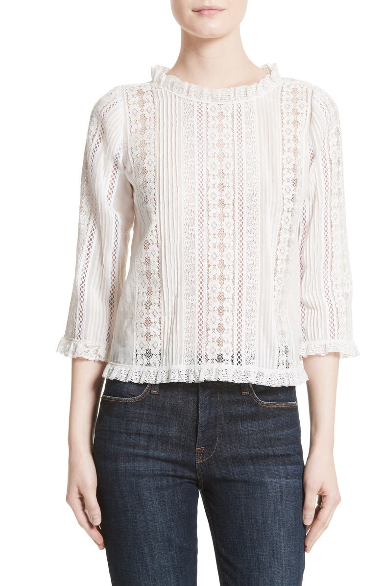 Rebecca Taylor Lace & Voile Top | Nordstrom