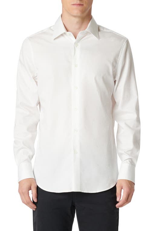 Bugatchi Julian Tonal Floral Stretch Cotton Button-Up Shirt White at Nordstrom,