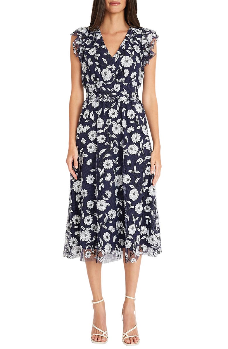 Maggy London Floral Mesh Overlay Dress | Nordstrom