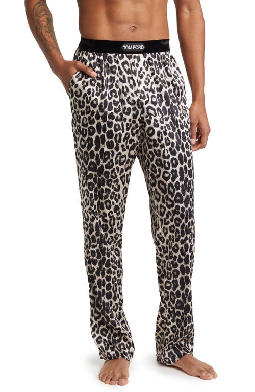 TOM FORD Snow Leopard Print Stretch Silk Pajama Pants