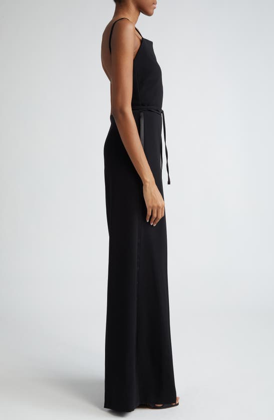 Shop Max Mara Elvy Square Neck Strappy Back Jumpsuit In Black