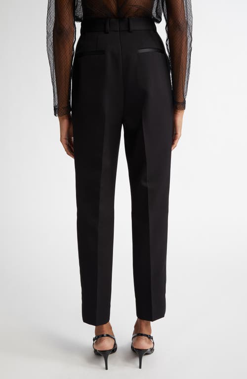 Shop Dolce & Gabbana Dolce&gabbana Pleated Virgin Wool & Silk Blend Ankle Straight Leg Trousers In N0000 Nero