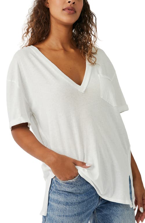 Free People Keep Me V-Neck Cotton T-Shirt in Optic White