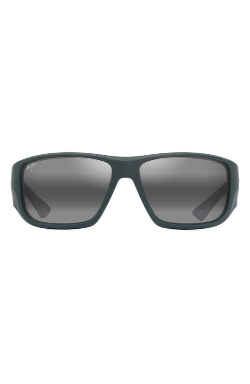 Maui Jim Keha 63mm Polarized Oversize Rectangular Sunglasses In Matte Dark Military Green