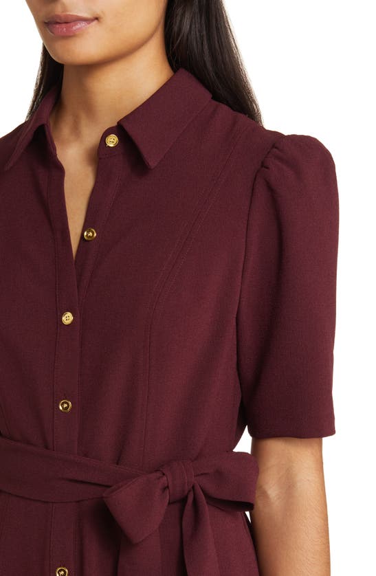 Eliza J Puff Sleeve Shirtdress In Wine