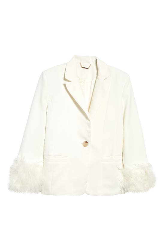 HOUSE OF CB HOUSE OF CB IMAN FEATHER TRIM OVERSIZE CREPE BLAZER