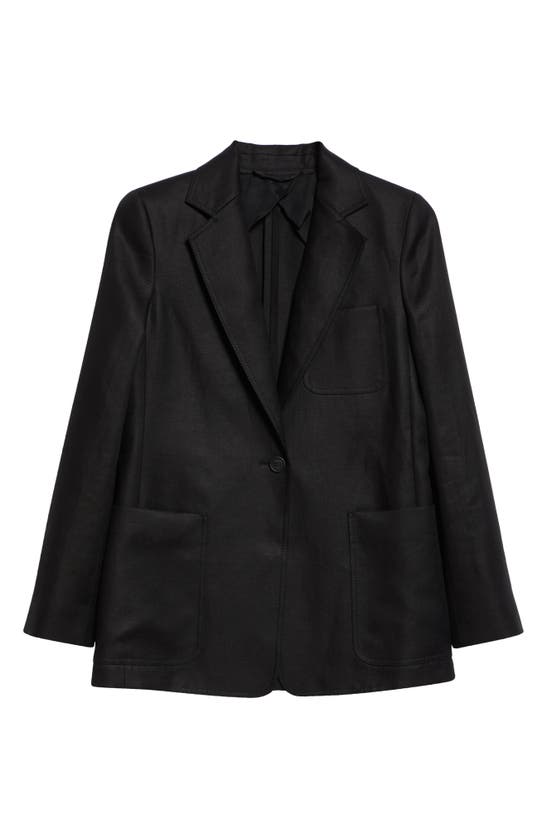 Shop Max Mara Boemia Notch Lapel Linen Blazer In Black