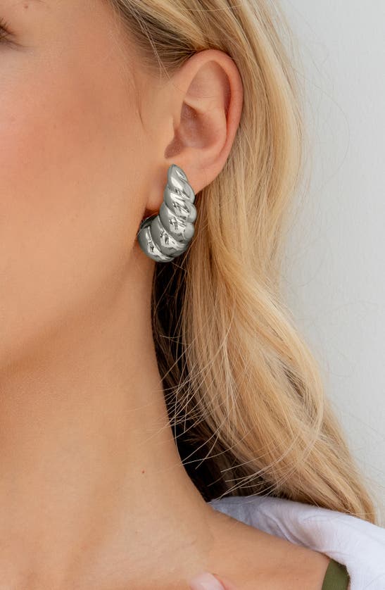 Sterling Forever Bobine Statement Earrings In Rhodium Plated In Silver