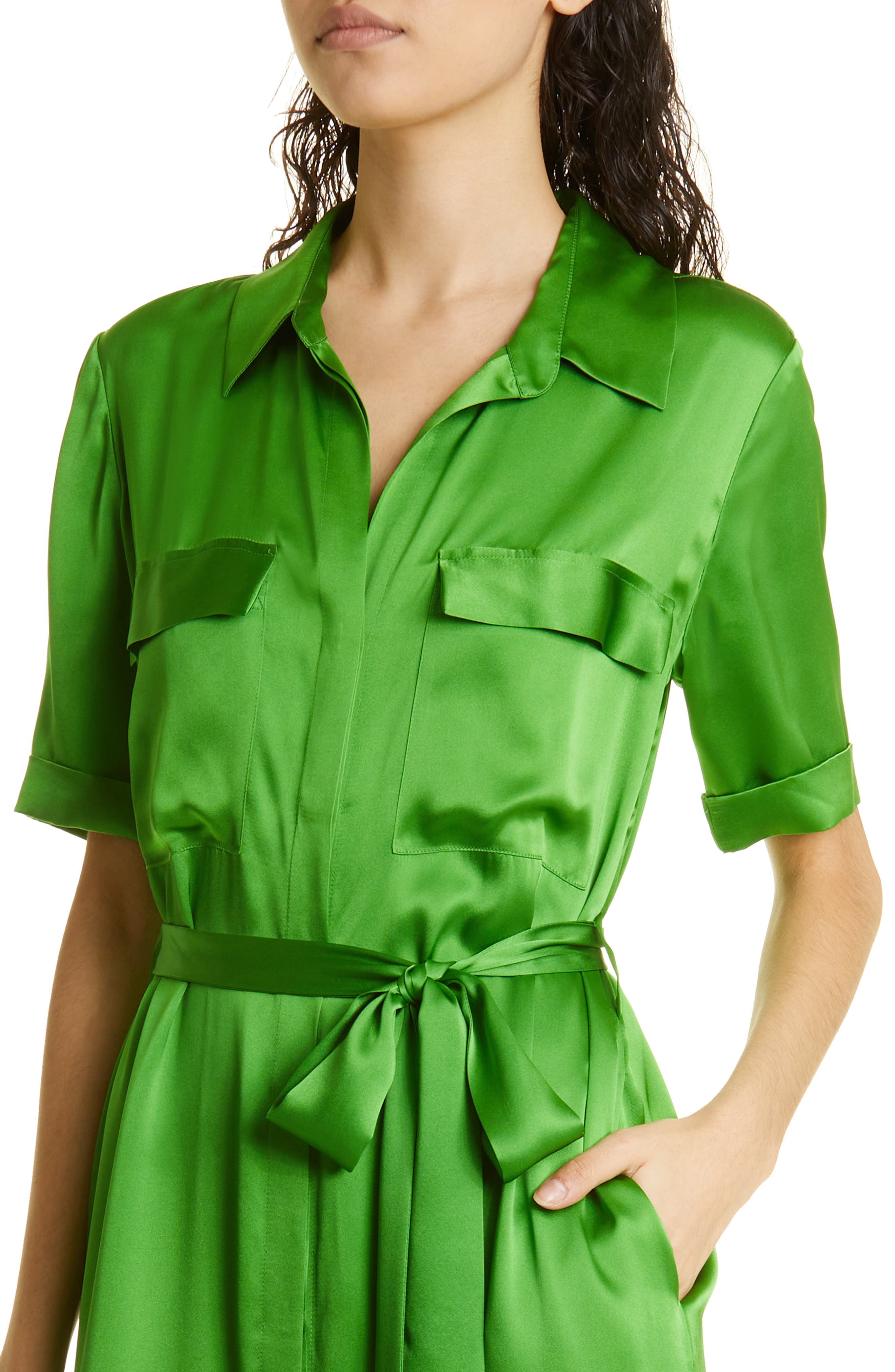 l'agence green dress L'Agence Caprice Midi Dress
