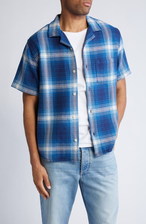 High Dive Shadow Check Camp Shirt in Blue