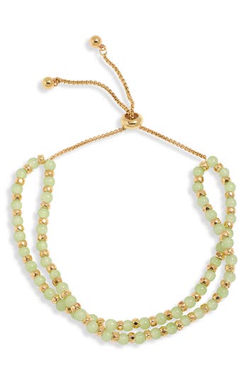 Leith Beaded 2-row Slider Bracelet In Grey- Gold