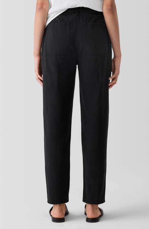 Shop Eileen Fisher Organic Cotton Tapered Ankle Pants In Black