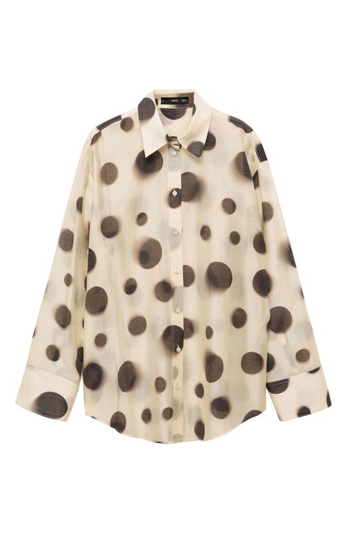 Shop Mango Polka Dot Button-up Shirt In Ecru