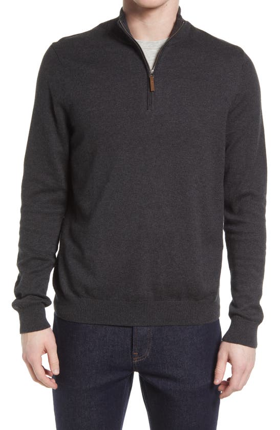 Nordstrom Half Zip Cotton & Cashmere Pullover Sweater In Grey Dark Charcoal Heather