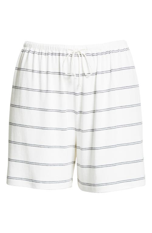 Shop Vince Double Chalk Stripe Drawstring Shorts In Off White/black