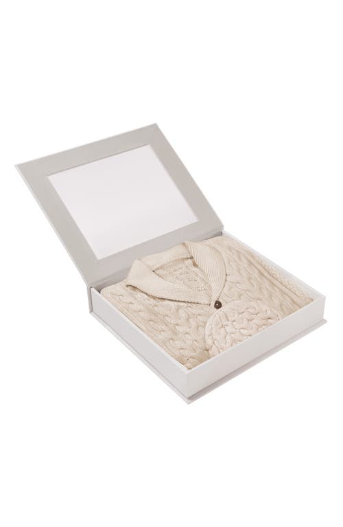 ELEGANT BABY ELEGANT BABY HORSESHOE CABLE KNIT COTTON CARDIGAN & HAT SET 