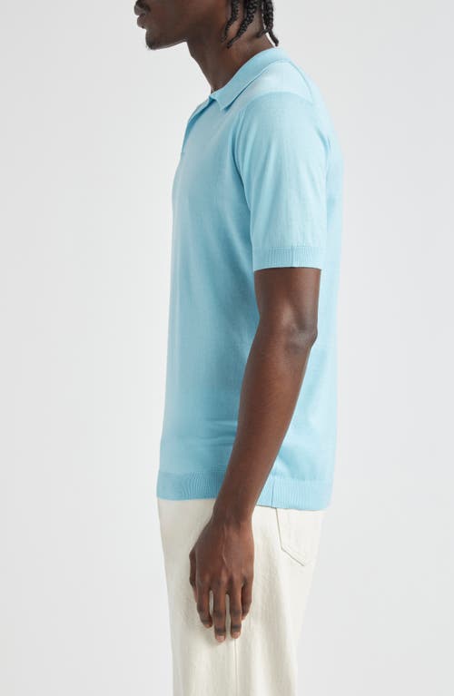 Shop John Smedley Noah Johnny Collar Sweater Polo In Blue Spring