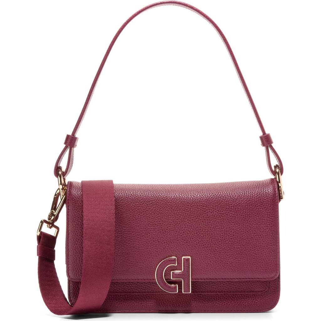Cole Haan Mini Leather Shoulder Bag In Black Cherry