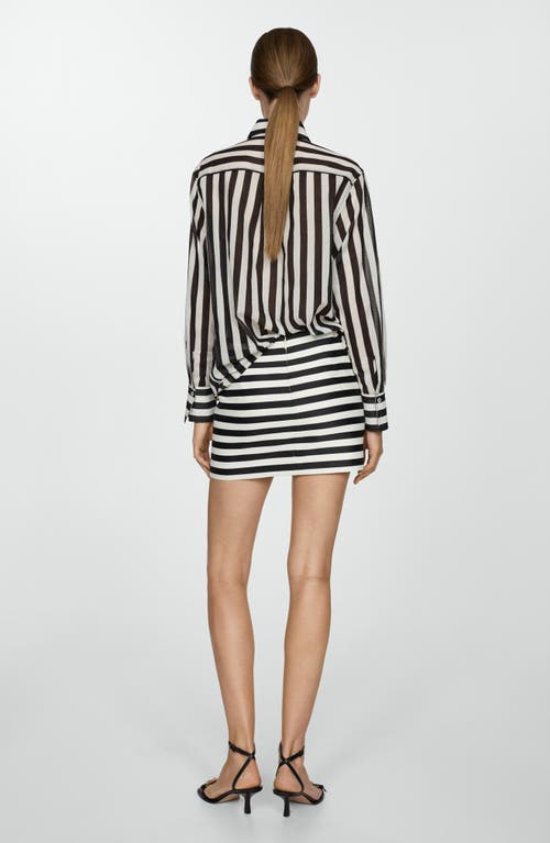 Shop Mango Stripe Knit Miniskirt In Off White