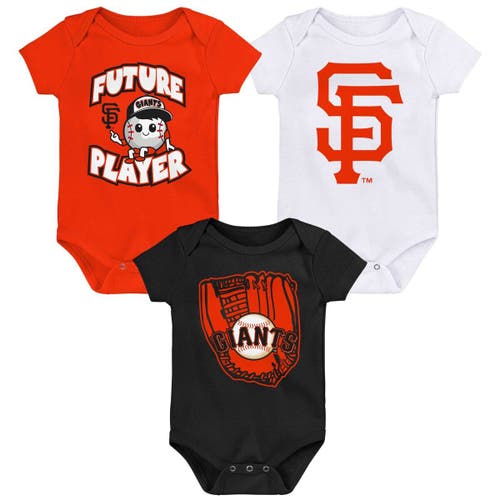 Outerstuff Infant Orange/Black/White San Francisco Giants Minor League Player Three-Pack Bodysuit Set