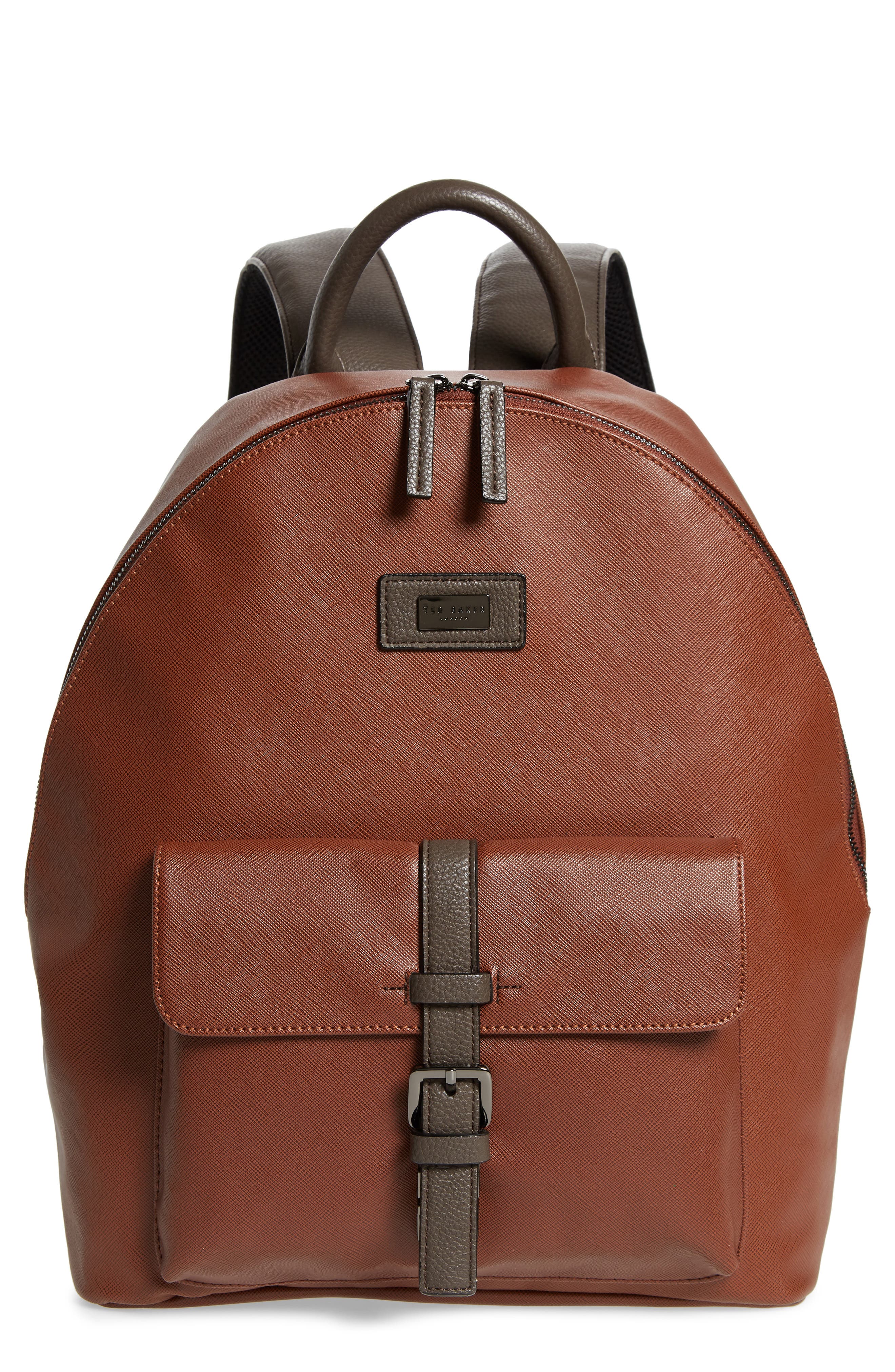 ted baker brown leather backpack