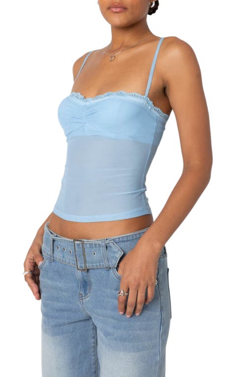 Shop Edikted Elina Lace Trim Mesh Camisole In Light-blue