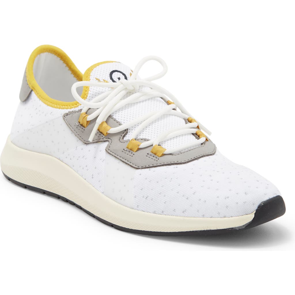 Shop Official Program Knit Trainer Sneaker In Light Grey/dark Yellow