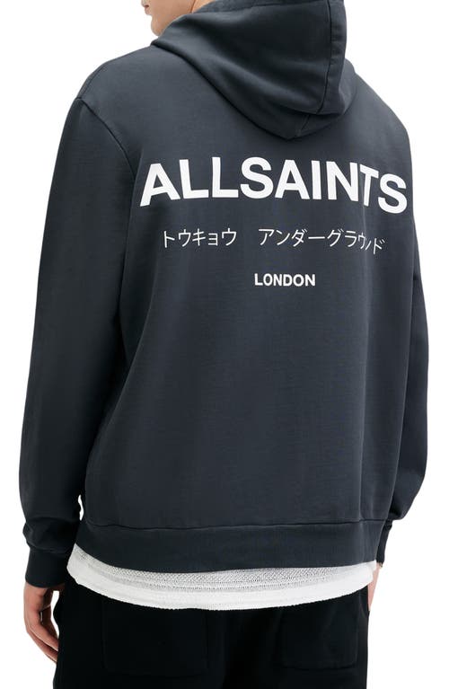 Shop Allsaints Underground Logo Graphic Hoodie In Pearl Grey