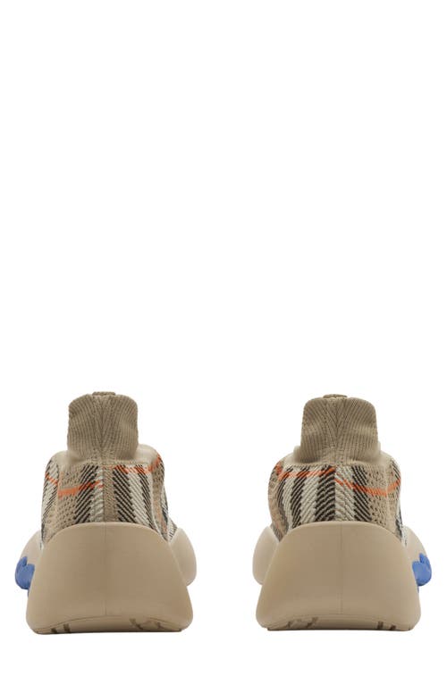 Shop Burberry Neptune Check Knit Sneaker In Sand Ip Check