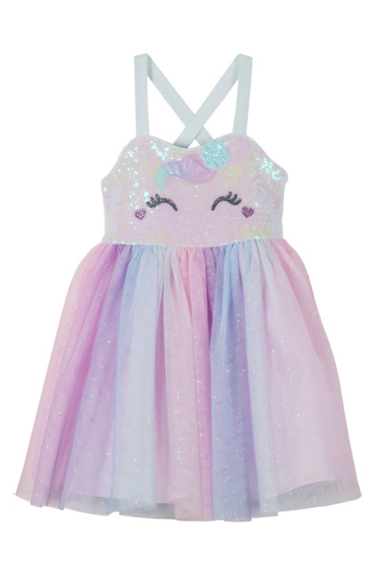 Zunie Kids' Sequin Rainbow Tutu Dress In Aqua/ Pink/ Purple Multi