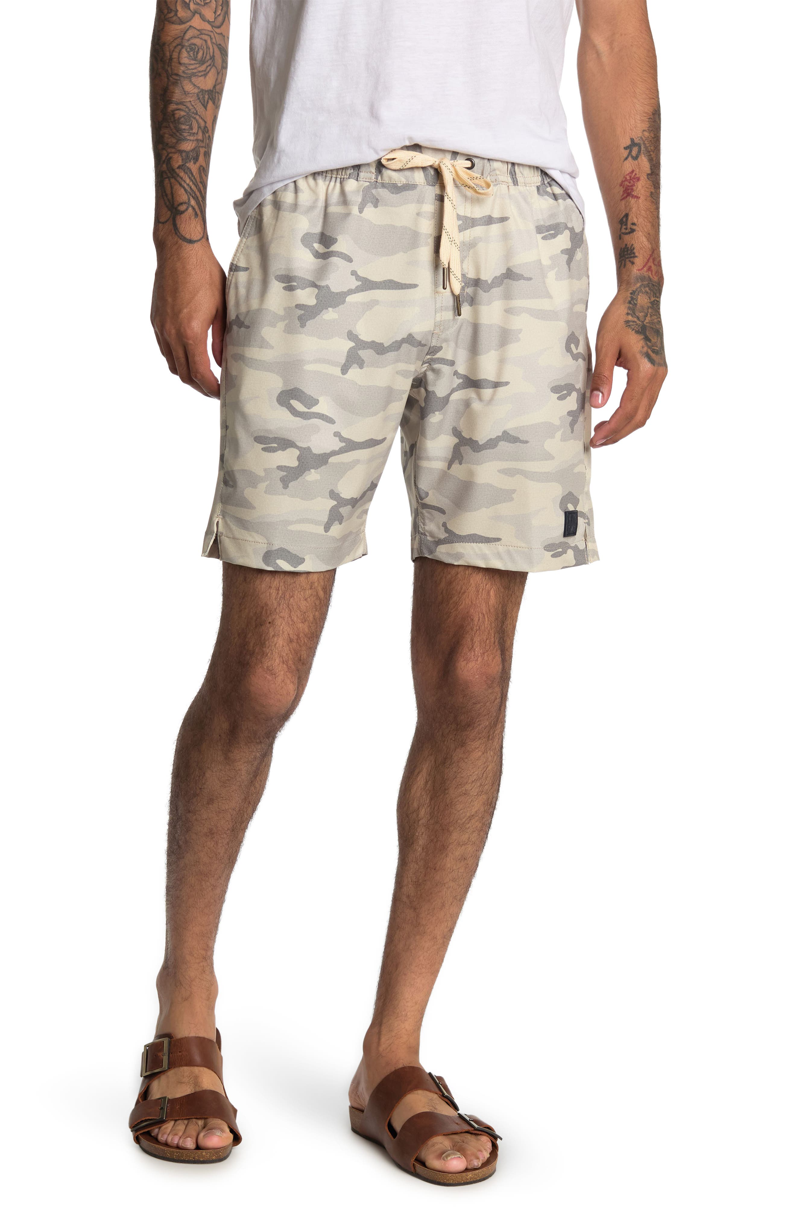 camo elastic waist shorts