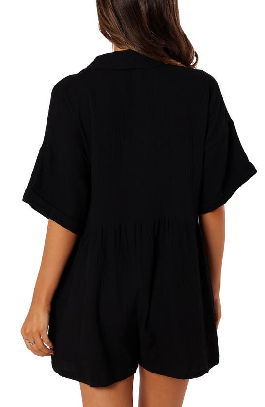 Petal And Pup Petal & Pup Winny Crinkle Cotton Romper In Black