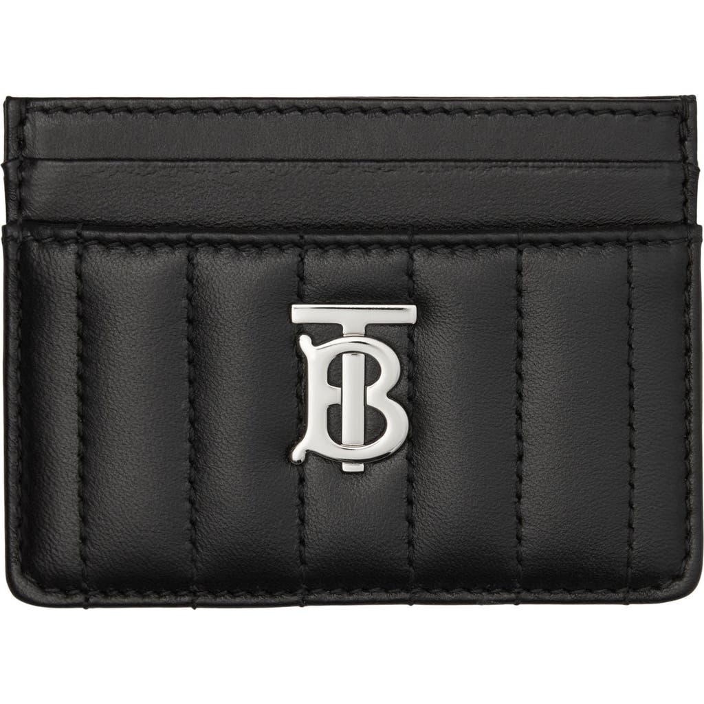 Burberry Lola Quilted Leather Card Case In Black/palladio