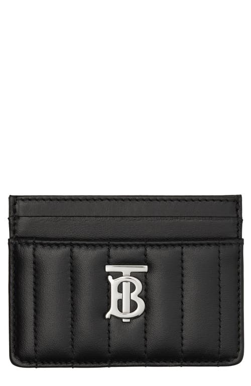 Shop Burberry Lola Quilted Leather Card Case In Black/palladio