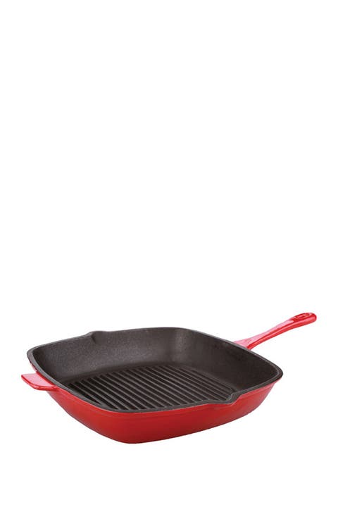 Cast Iron Red 11" Grill Pan
