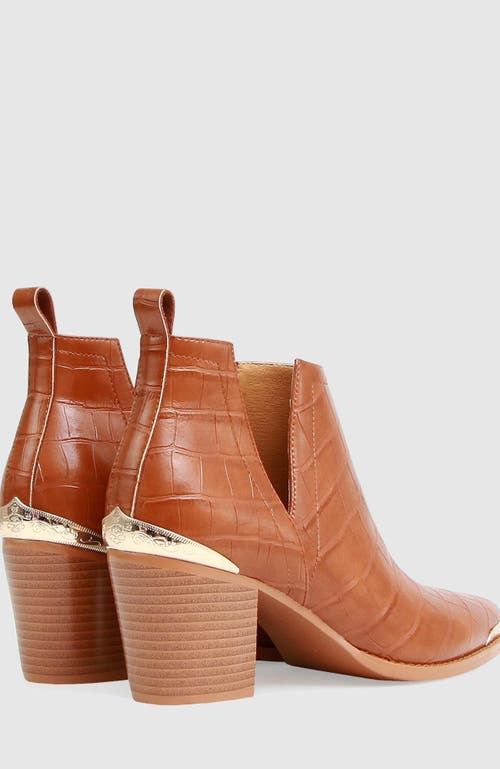 Shop Belle & Bloom Austin Croc Embossed Ankle Boot In Camel