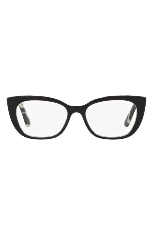 Dolce & Gabbana 49mm Cat Eye Optical Glasses in Black White at Nordstrom
