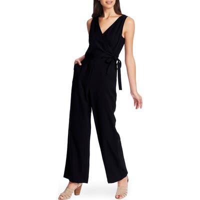 1.state Wrap Front Sleeveless Soft Twill Jumpsuit, Black