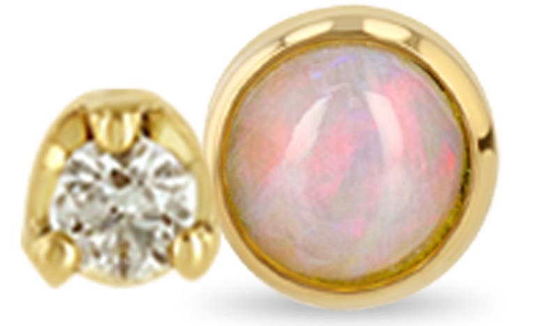 Shop Zoë Chicco Opal & Diamond Stud Earrings In Yellow Gold