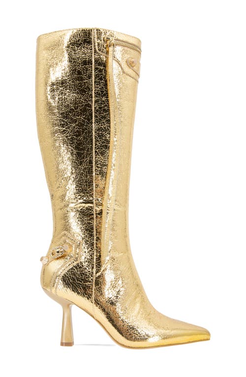 Shop Bcbg Irina Pointed Toe Knee High Boot In Gold