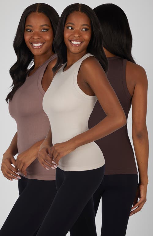 Shop 90 Degree By Reflex 3-pack Seamless Tank Tops In Crystal Gray/antler/shopping