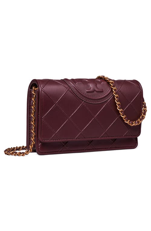 Shop Tory Burch Fleming Soft Leather Wallet On A Chain In Albarossa