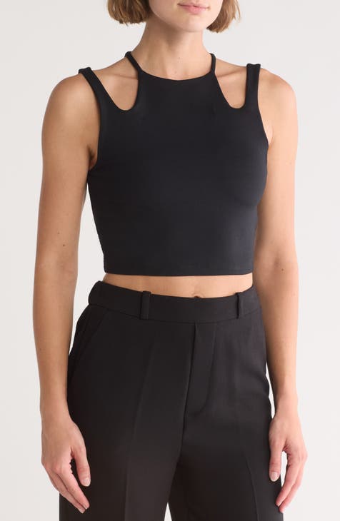 Cutout Double Strap Crop Tank