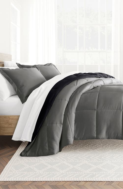 Shop Homespun Premium Down Alternative Reversible Comforter Set In Black/fog