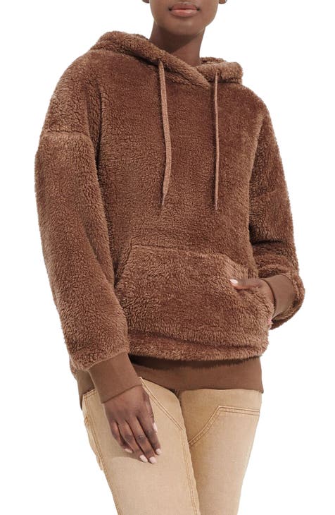 Brown fluffy outlet hoodie