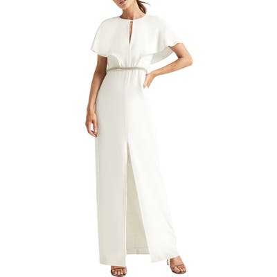 Halston Heritage Cape Sleeve Gown, Grey