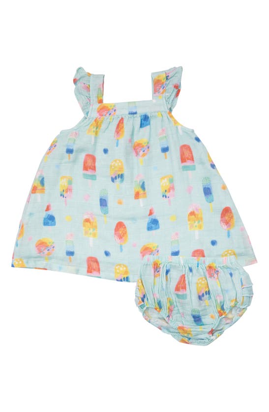 Angel Dear Babies' Popsicle Print Organic Cotton Dress & Bloomers In Teal Multi