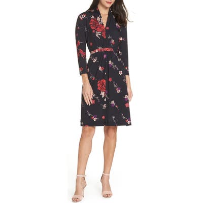 French Connection Long Sleeve Ruched Dress, Black