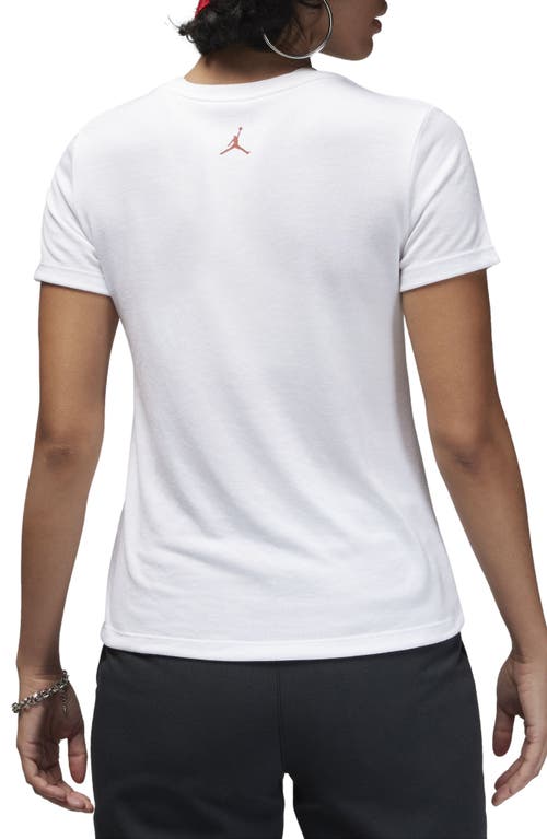 Shop Nike Jordan Slim Fit Graphic T-shirt In White/dune Red